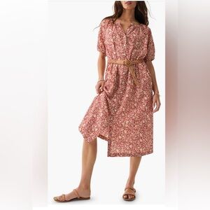 NWT Faherty Organic Cotton Midi dress Carmel floral print